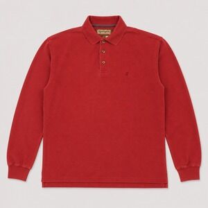 Vintage Remington Polo Shirt Mens M Red Long Sleeve Heavy Cotton USA